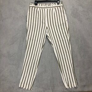 Express Ankle Pants Striped High Waisted Ruffle Waist‎ Career Casual 10R
